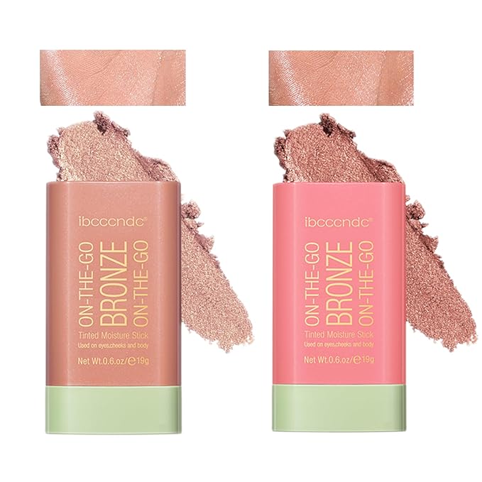 Bronzer Stick, Facial Contouring Stick,Cream Contour Stick, Facial Contouring Stick,Highlight Contour Makeup Long Lasting, Face Bronzer, Face Shaping,03,Rich Glow，02,Soft Glow