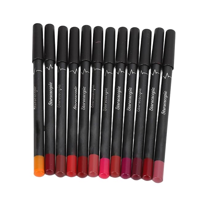 ZJchao 12Pcs Lip Liner, Contour Pencil for Girl Women, Smooth Soft Smudge Matte Long Lasting Lipstick Makeup Tool Set