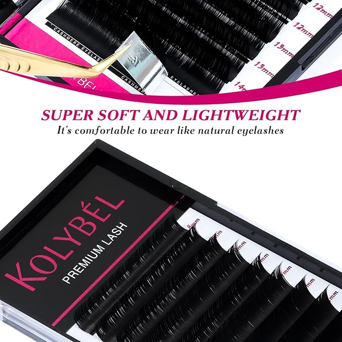 Premium Eyelash Extensions 0.15 CC Curl 15mm Single Tray Premium Individual Lash Extensions, Silk Volume & Classic Lashes Soft Matte Dark Professional Eyelashes Extension Salon Use(0.15-CC-15mm)