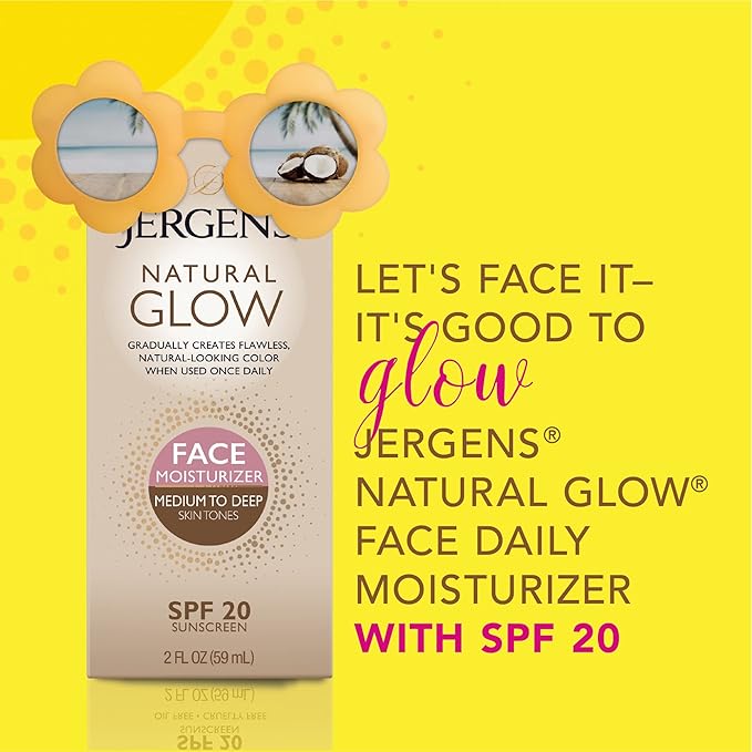 Jergens Natural Gradual Glow Bundle Pack: Daily Moisturizer +Firming 7.5fl oz and SPF20 Face Moisturizer 2fl oz, Medium to Tan