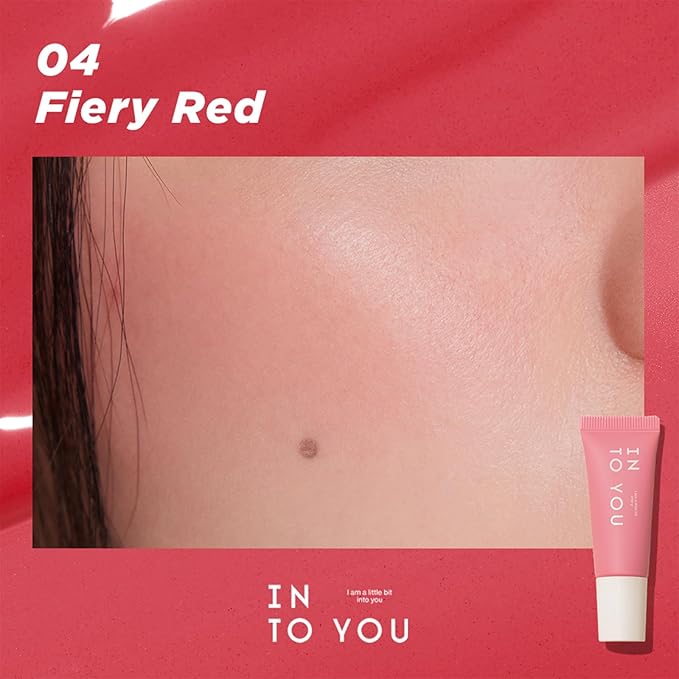 INTO YOU Liquid Blush for Cheeks, Evolves into Soft Fog Powder Matte Finish, Light and Comfortable Cream Blush to Hold Makeup, Red(A04)
