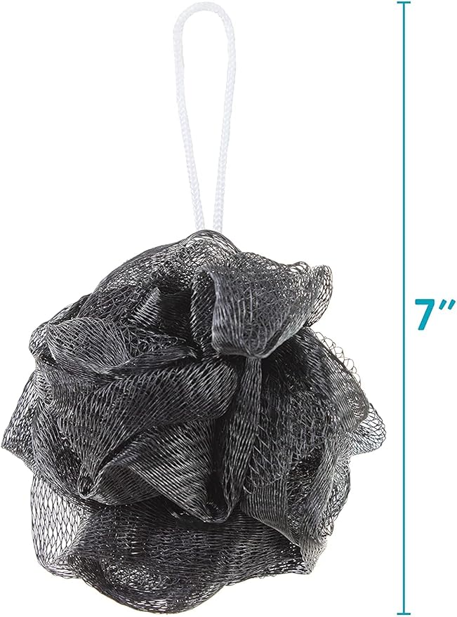 Baul Service and Supply -Loofah Bath & Shower Sponge- Back & Body Soft Mesh Exfoliating Scrubber Used for All Skin Types [Unisex Adults/Unisex Kids] (Black)