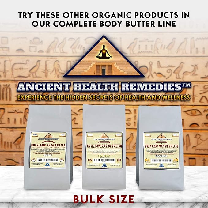 ANCIENT HEALTH REMEDIES Organic Unrefined Raw MANGO BUTTER JAR/BLOCKS Bulk, Light Mango Aroma, Non-Greasy Base for Beauty, Skin Moisturizing, DIY Base for Body Butter & Hand Creams (2 LB)