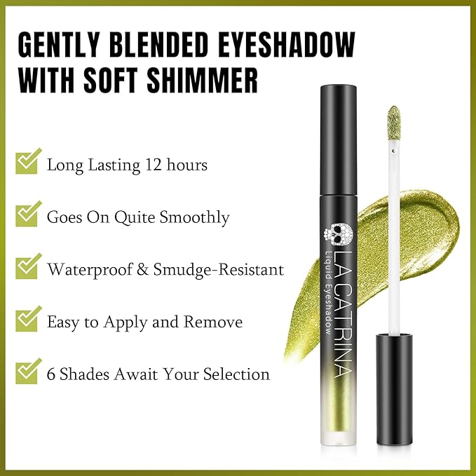 Green Liquid Eyeshadow Shimmer Bright Grinch Metallic Glitter Eye Shadow, Sparkly High-Pigmented Quick-Drying Waterproof & Long Lasting Highlighter Liquid Eyeliner for Women & Girl Sensitive Makeup#09