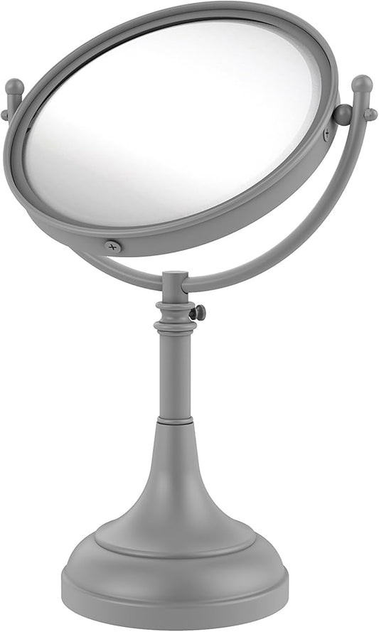 Allied Brass DM-1/2X Height Adjustable 8 Inch Vanity Top 2X Magnification Make-Up Mirror, Matte Gray