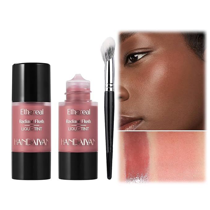 Liquid Blush for Cheeks, Blendable Cheek Tint, Long-lasting Liquid Blush with Naturally Radiant Finish, Daily Use Makeup Blush Drop with Brush-POPPY