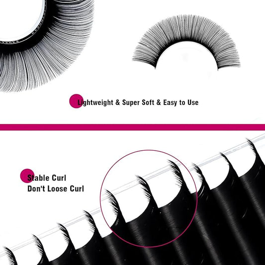 Premium Eyelash Extensions 0.15 D Curl 15mm Single Tray Premium Individual Lash Extensions, Silk Volume & Classic Lashes Soft Matte Dark Professional Eyelashes Extension Salon Use(0.15-D-15mm)