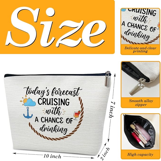 Beach Makeup Bags For Mom Women Grandma Mothers Day, Cruise Travel Gift, Cosmetic Bag, Pouch Travel Organizer, Zipper Pouch For Family, Cruise Lover Summer Vacation Gift