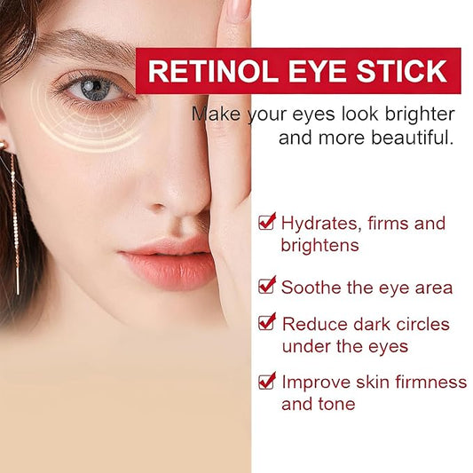 Retinol Eye balm Stick,Anti-Aging Firming & Moisturizing Balm,Moisturizing & anti-ging Firming Balm Under EyeCream Anti Aging, Reduces Puffiness Fine Lines with Upgraded Formula 0.1 OZ/3g(2pc)