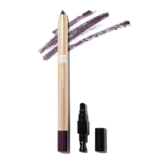 MAKE Beauty Continuum Waterproof Gel Eyeliner Pencil. Creamy, Pigmented Multi-Use, including Waterline with Built-in Sharpener and Blending Brush. Smudge-Proof Makeup. Shade - Violet Abyss, Purple