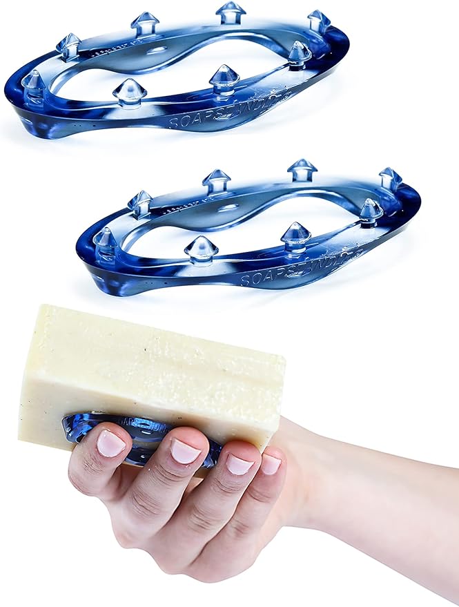 Bar Soap Gripper No Goo or Mess Soap Holder for Bath and Showers 2 Pack, Blue