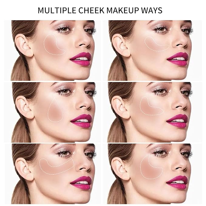 Boobeen Powder Blush Matte Blush, Highly Pigmented Beauty Cream Blush Palette for Create A Natural Cheek Flushed Look, Rich Colors (C-07)