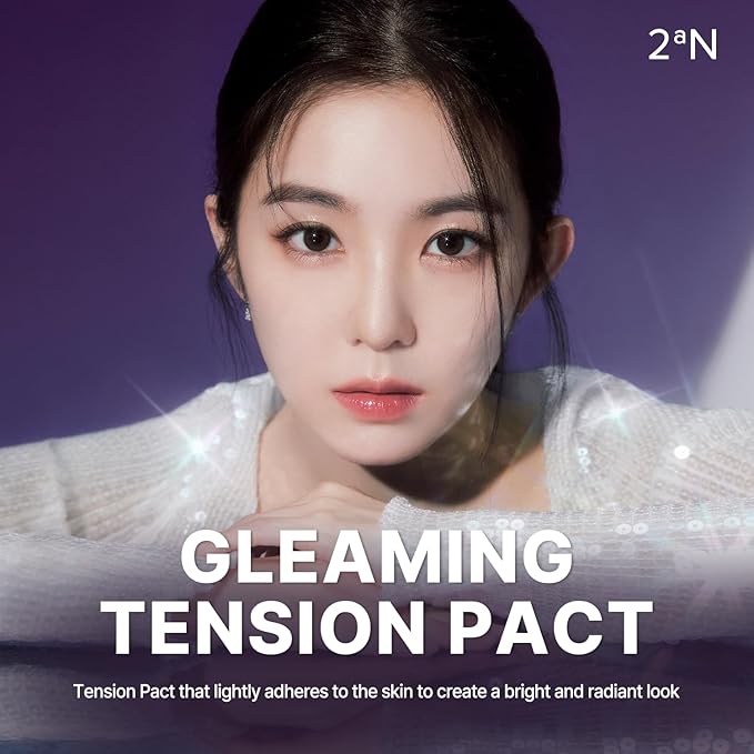 2aN Gleaming Tension Cushion Foundation Pact, Korean Cushion Foundation Makeup, Lightweight & Buildable Coverage with Ceramides and Centella Asiatica (#21 Light Beige, 0.45 oz)