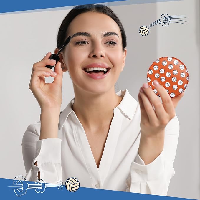 20 Pcs Volleyball Compact Mirrors Gifts Stuff for Team Colorful Pocket Makeup Mirror Bulk 2.76 Inch Portable Volleyball Team Girl Player Accessories Party Favors Supplies