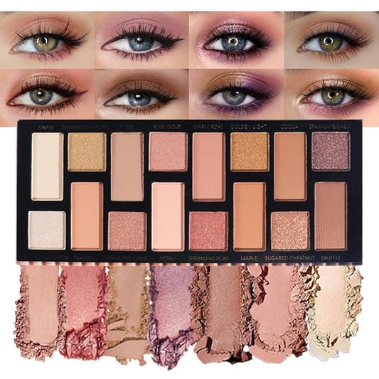 16 Colors Eyeshadow Palette,Matte&Glitter&Shimmer Eyeshadow Makeup,Naturing-Looking,High Pigment Waterproof Eye Shadow Palette Makeup, 100% Cruelty-free (07#Nude Pink)