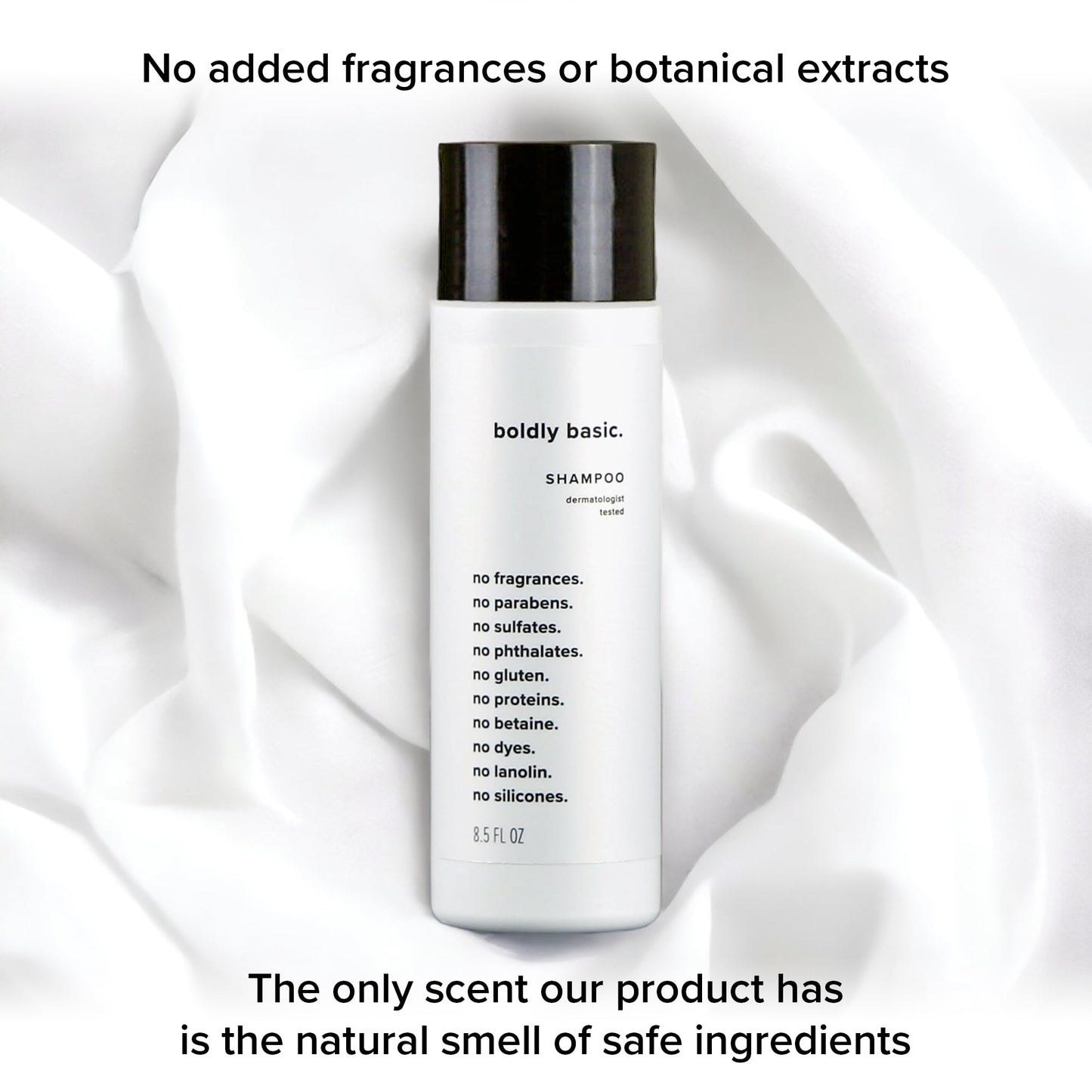 Boldly Basic Fragrance Free Shampoo - Gentle on Sensitive Skin and Hair - Unscented - Dermatologist Tested - No Sulfates, Parabens or Gluten - Non Comedogenic and Hypoallergenic