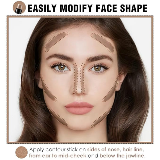 FOCALLURE Cream Contour Stick, Matte Bronzer Stick, Professional Face Shaping & Contouring Stick Makeup, Easy to Apply with Buildable Coverage, Long Lasting & Sweatproof, OAT