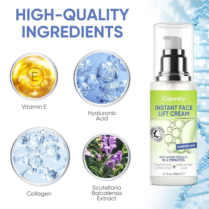 TANGDIAABBCC Instant Face Lift Cream, Temporary Skin Tightening Cream with Hyaluronic Acid, Smoothing Wrinkles, Fine Lines & Puffiness in 2 Minutes