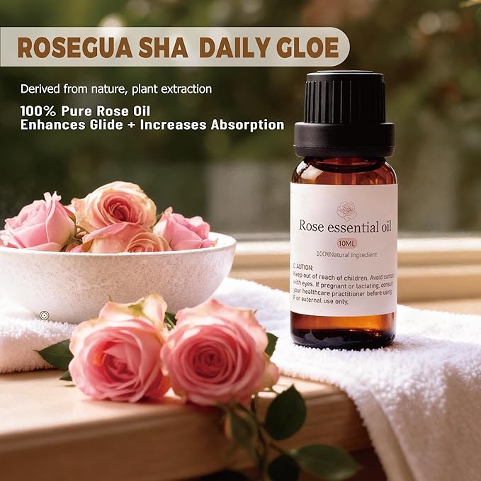 Body Gua Sha Tool Set with Rose Oil, Christmas Gifts for Adults Women, Wood Therapy Massage Tools for Body & Face, Lymphatic Drainage Massager for Relaxation, Deep Tissue Massage & Foot Care