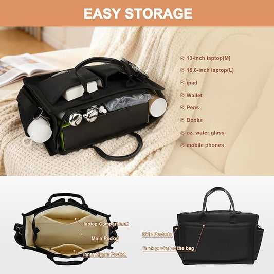 Canvas Tote Bag for Women With Pockets, Laptop Work Crossbody Purses Everything Shoulder Tote Bag Everyday Satchel Handbags