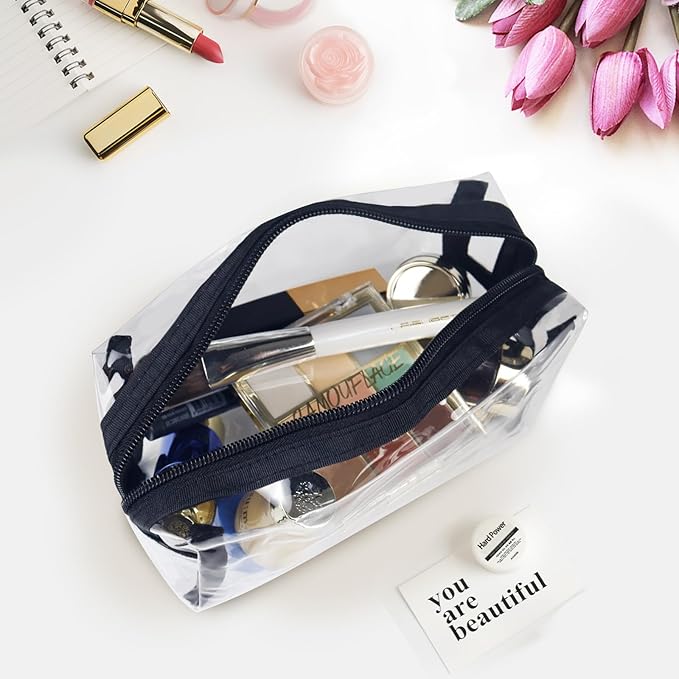 Aosbos 3-Pack Mesh Cosmetic Bag Set - Travel/On-The-Go Makeup Storage, Zipper Closure Small Pouch