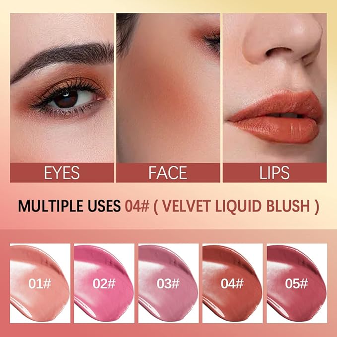 Liquid Blush, Matte Liquid Cream Makeup Dual Use for Cheeks and Lips, Long-Lasting, Smudge Proof, Moisturizing Face Blush Stick for Cheek, Pink Lip gloss for Girl