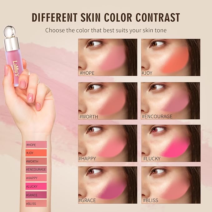 LaMu'S COSMETICS Soft Pinch Weightless Liquid Blush, Long-Lasting Beauty Natural Waterproof Face Liquid Blush For All-Day Wear (Grace-Rose, 0.25fl.oz/7.5ml)