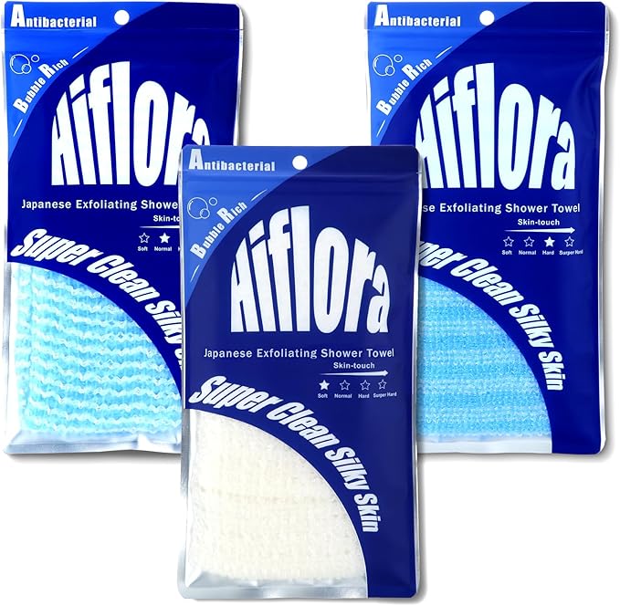 3 Pack Back Exfoliator for Shower and Dead Skin Removal, Exfoliating Body Scrubber for Smooth Skin Japan Washcloth for Shower & Bath, Versatile Body Scrub Towel