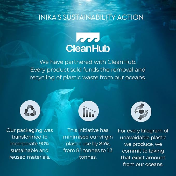 INIKA Organic Full Coverage Liquid Foundation Makeup with Hyaluronic Acid and Argan Oil, Vegan and Organic Foundation for Skin Elasticity and Plumpness, Natural Coverage, Porcelain, 30ml