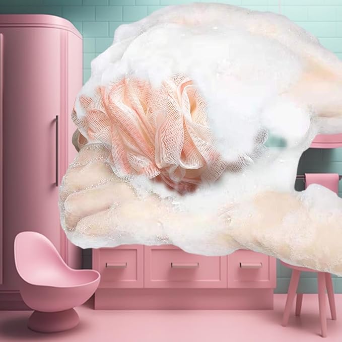 Loofah Sponge, Exfoliating Bath Sponge Body Scrubber Lofa Single Pack - Pink 50g (1 Pack)