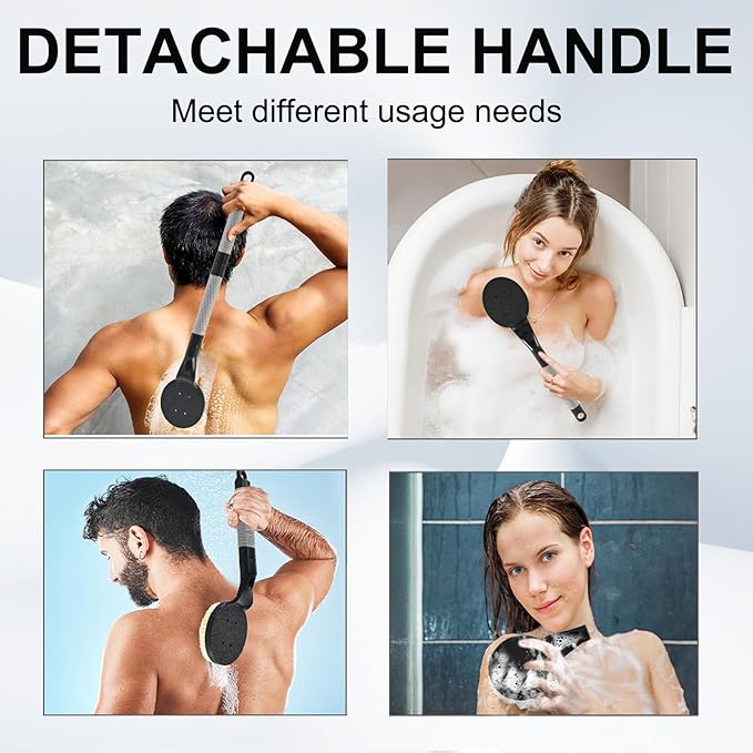 Back Scrubber for Shower,21.7" Long Handle Shower Brush for Body to Clean Dirt,Back Brush for Shower Men,Women