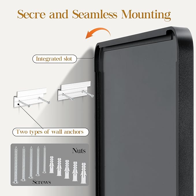 Black Framed Mirror for Bathroom 30 x 30 Inch Rounded Rectangle Bathroom Mirror, Matte Black Vanity Mirror for Over Sink, Tempered Glass Farmhouse Mirror Seamless Metal Frame(Horizontal/Vertical)