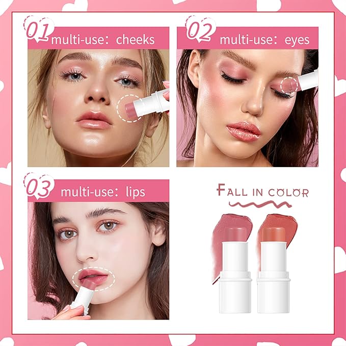 MEICOLY Makeup Sticks Set, Contour Stick,Blush Stick, Highlighter Stick,Facial Repair Bronzer 3D Wonder Shading Stick, Multi Stick Trio Cream Face Blush for Cheeks Lip Eye