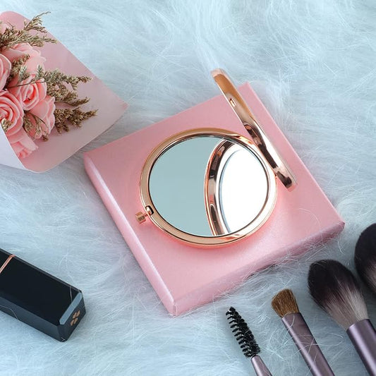 Thank You Inspirational Farewell Gifts for Coworkers Women Rose Gold Compact Cute for Purse Travel Folding Hand Mirror Retirement Birthday Christmas Thanksgiving