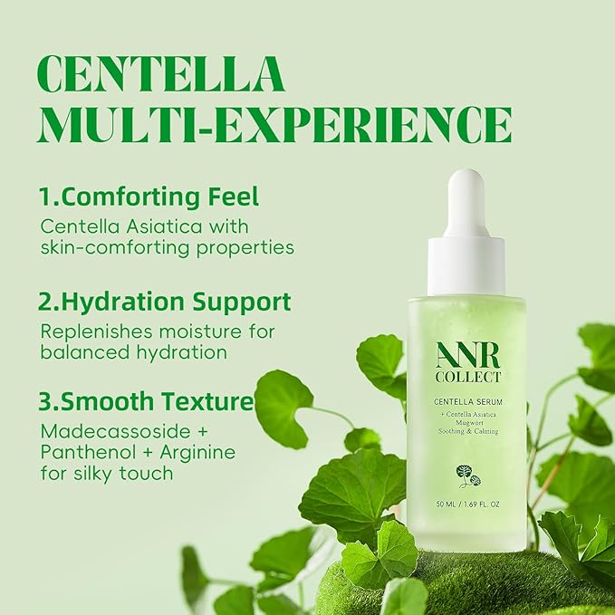 Centella Serum, Centella Asiatica Serum for Sensitive, Redness, Dry and Acne-Prone Skin, Soothing & Calming with Mugwort & Cica, 1.7 fl oz (50ml)