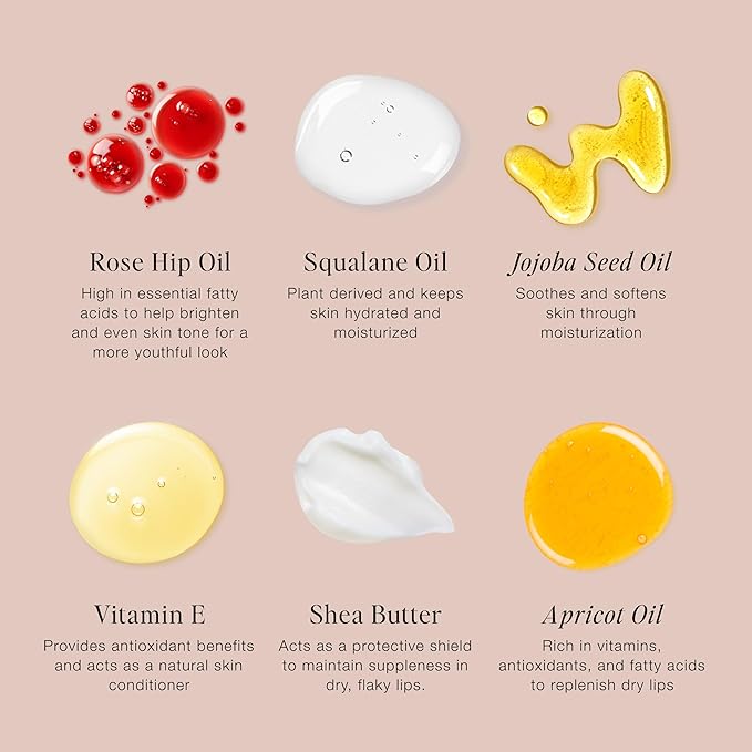 Jouer Blush & Bisous Cheek & Lip Set - Cream Blush - Moisturizing Dry Lip Serum - Clear Lip Oil