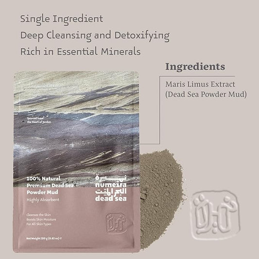 Dead Sea Mud Powder 100% Pure Cosmetic Clay Powder Rich in Minerals - Gentle Face Exfoliator Powder for Deep Cleansing, Body Scrub, or Clay Mud Mask - Pore Cleansing & Skin Detox - 1kg