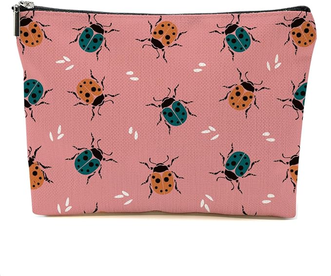 Beetle Insect Makeup Bag Insect Lovers Gifts Cosmetic Bag Beetle Themed Gifts for Women Girls Friend Daughter Entomologist Gift Travel Organizer Zipper Pouch Graduation Birthday Friendship Gifts