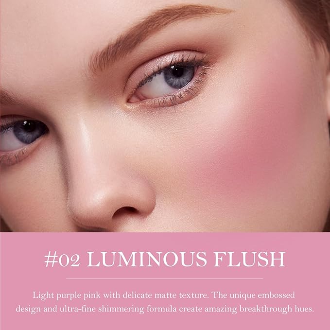 KYDA Baked Blush, Marbleized Powder Matte Blush for Cheeks, Multidimensional Buildable Color, Lightweight Matte Satin Finish Face Blusher, Lighting Glow Blusher, 02 LUMINOUS FLUSH