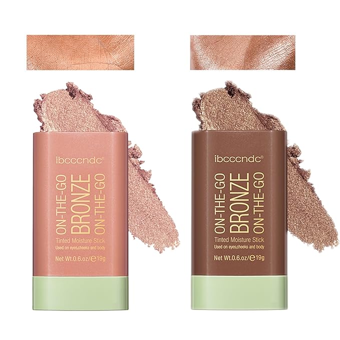 Bronzer Stick, Facial Contouring Stick,Cream Contour Stick, Facial Contouring Stick,Highlight Contour Makeup Long Lasting, Face Bronzer, Face Shaping,02,Rich Glow&04,Beach Glow