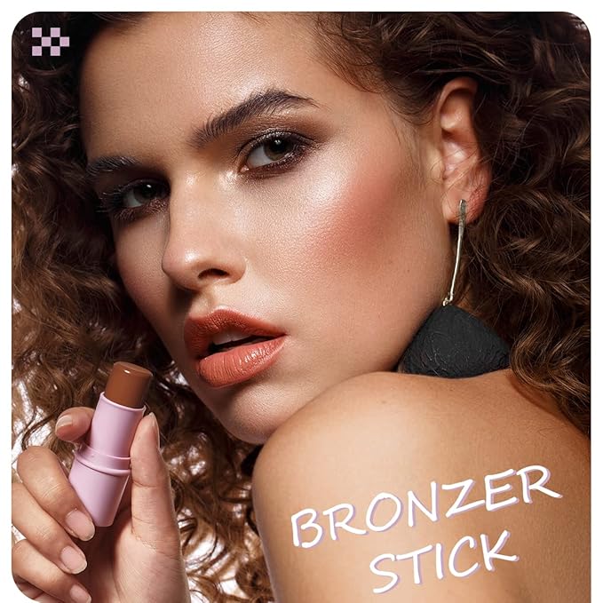 2Pcs Highlighter Bronzer Makeup Stick, Face Makeup Sticks for Cheeks