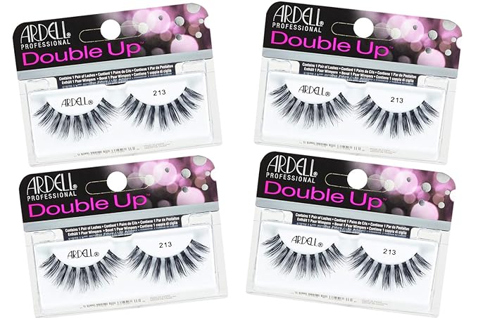 Ardell Double Up 213 False Eyelashes, Dramatic Volume and Length, Reusable Strip Lashes for Bold Eye Look, 4 Pairs