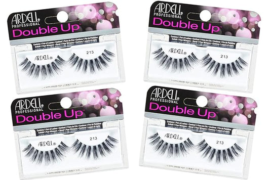 Ardell Double Up 213 False Eyelashes, Dramatic Volume and Length, Reusable Strip Lashes for Bold Eye Look, 4 Pairs