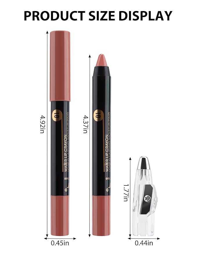 2PCS Matte Lipstick Lip Liner Pencil With Sharpener, Lipstick Set, Moisturizing Smooth lip liners, High Pigmented and Long-lasting, Smudge-proof & Waterproof Lip Crayon For Women Makeup