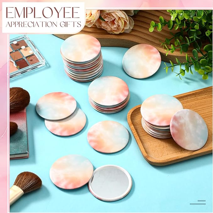 30 Pcs Small Round Mirrors Bulk Party Favors 2.75 Inch Pastel Compact Mirror Gifts for Women Birthday Appreciation Party Favors Portable Purse Mirrors Games Prizes