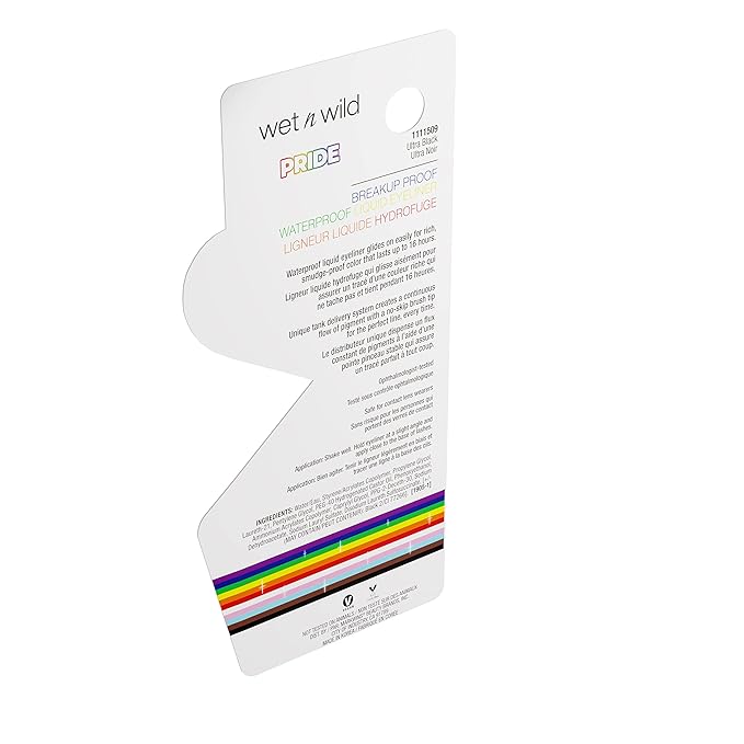 wet n wild Pride Breakup Proof Waterproof Liquid Eyeliner Pen, Smudge-Proof & Flake-Proof Rich Black Pigment, Ultra-Fine Precision Brush Tip, Cruelty-Free - Black