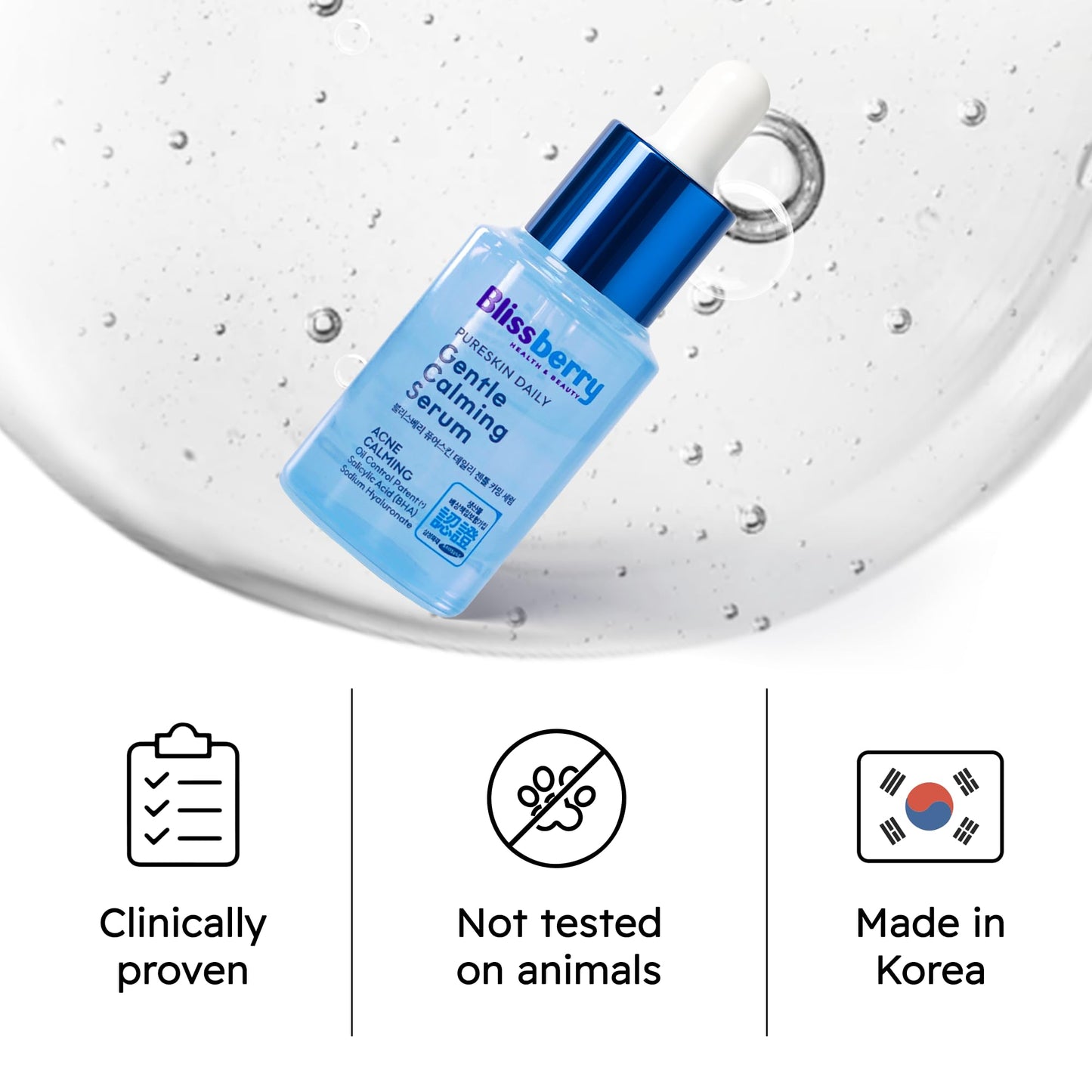 Blissberry Acne Serum 0.1% Salicylic Acid – Gentle Calming Serum for Oily & Acne-Prone Skin, Clears Blackheads & Whiteheads, Reduces Oil & Redness – Hydrating BHA Face Treatment, 0.5 Fl Oz