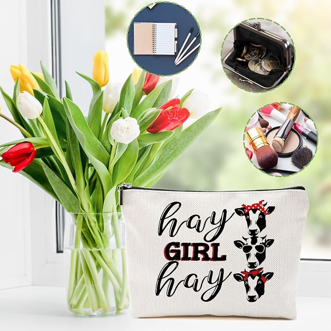 4pcs Funny Print Cow Stuff Western Makeup Bag, Cows Cosmetic Bag Cow Gifts for Women Female Girls Sister BFF, Christmas Birthday Gift, Western Stuff Travel Toiletry Bags