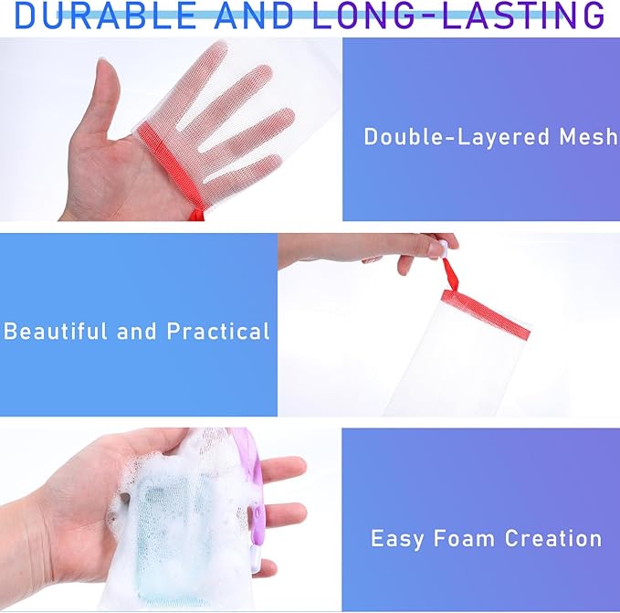 140 Pcs Mesh Soap Bags for Soap Bars, 10 Colors Soap Saver Pouch, Soap Bag for Shower with Drawstring, for Shower Washing, Bubble, Drying and Store Soap, 6 X 4 Inches
