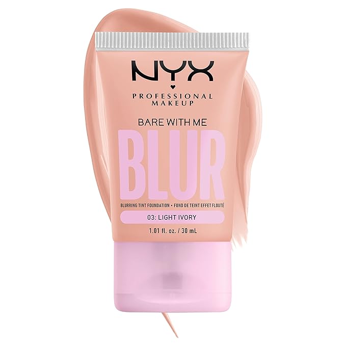 NYX PROFESSIONAL MAKEUP Bare With Me Blur Skin Tint Foundation Make Up with Matcha, Glycerin & Niacinamide - Light Ivory